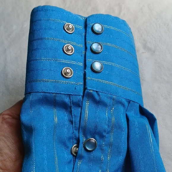 Blue Striped Men's Casual Shirt - Picture 4 of 8